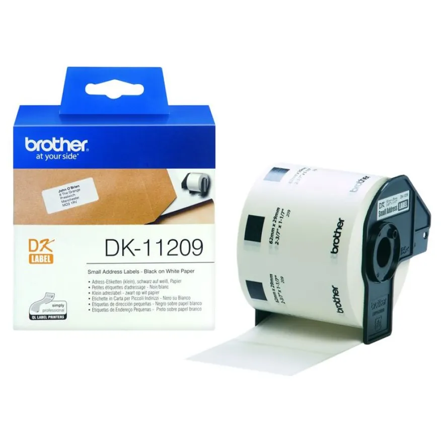 Brother DK-11209 - Ruban d'étiquettes auto-adhésives - 1 rouleau de 800 étiquettes (29 x 62 mm) - fond blanc écriture noire