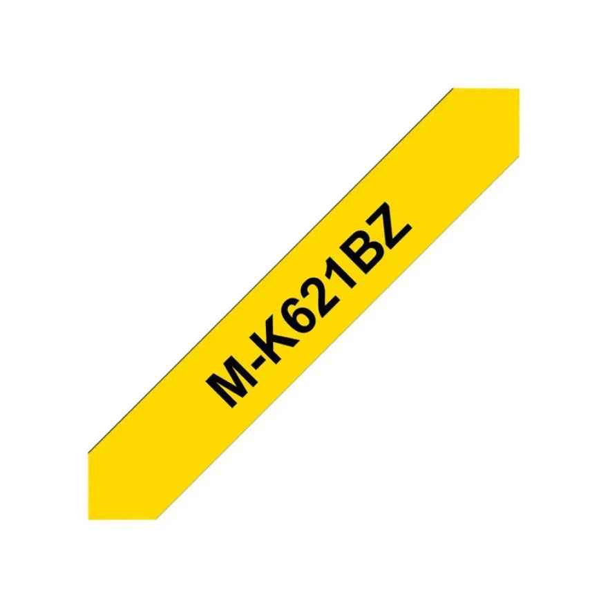 Brother MK621BZ - Ruban d'étiquettes papier auto-adhésives - 1 rouleau (9 mm x 8 m) - fond noir écriture jaune