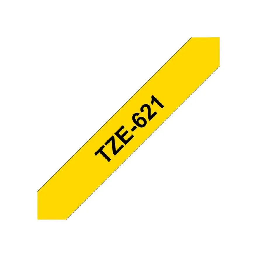 Brother TZe621 - Ruban d'étiquettes auto-adhésives - 1 rouleau (9 mm x 8 m) - fond jaune écriture noire