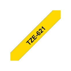 Brother TZe621 - Ruban d'étiquettes auto-adhésives - 1 rouleau (9 mm x 8 m) - fond jaune écriture noire