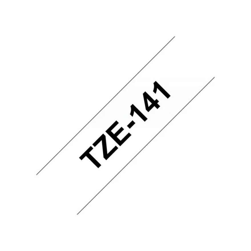 Brother TZe141 - Ruban d'étiquettes auto-adhésives - 1 rouleau (18 mm x 8 m) - fond transparent écriture noire