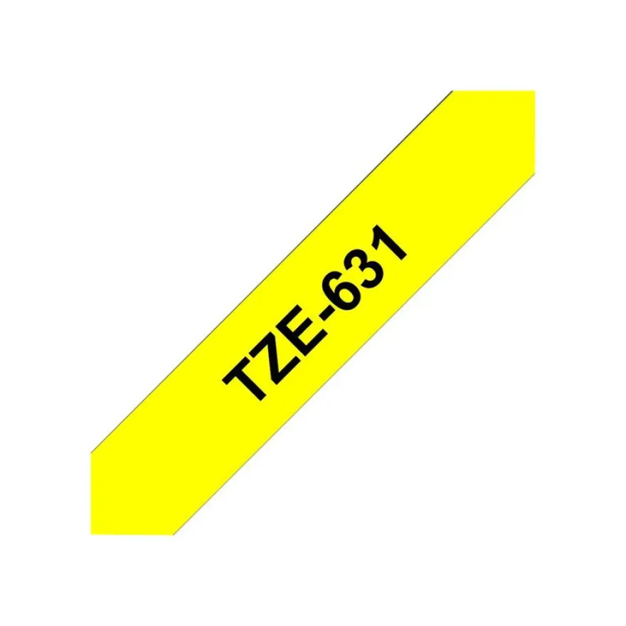 Brother TZe631 - Ruban d'étiquettes auto-adhésives - 1 rouleau (12 mm x 8 m) - fond jaune écriture noire
