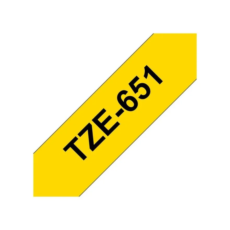 Brother TZe651 - Ruban d'étiquettes auto-adhésives - 1 rouleau (24 mm x 8 m) - fond jaune écriture noire