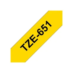 Brother TZe651 - Ruban d'étiquettes auto-adhésives - 1 rouleau (24 mm x 8 m) - fond jaune écriture noire