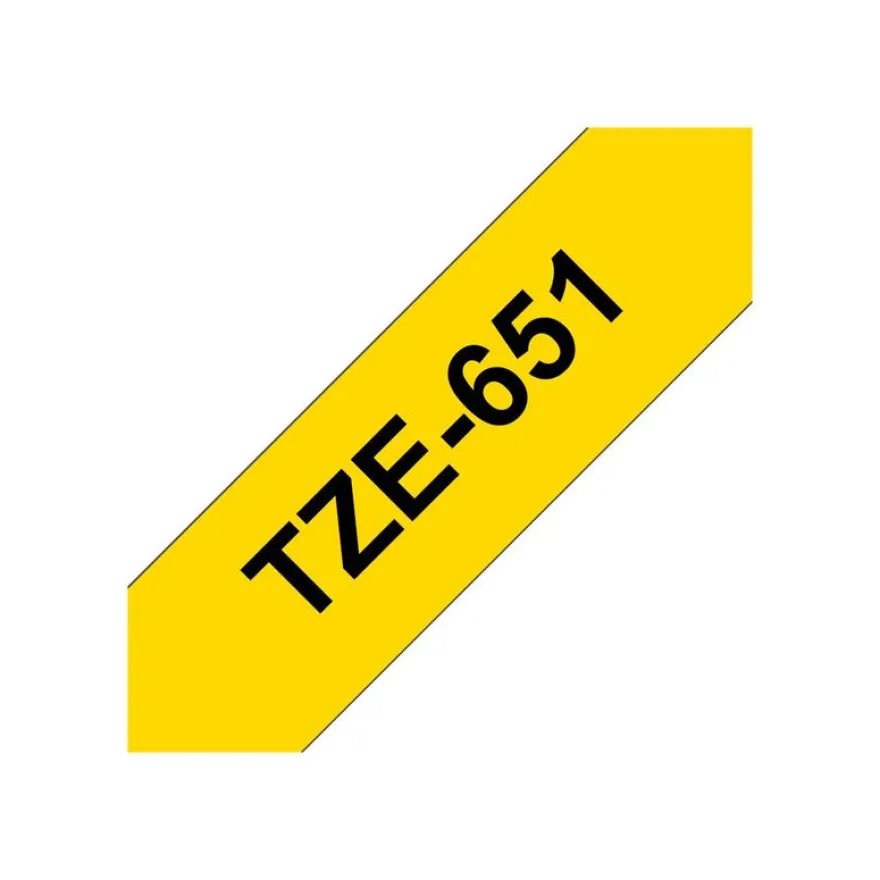 Brother TZe651 - Ruban d'étiquettes auto-adhésives - 1 rouleau (24 mm x 8 m) - fond jaune écriture noire