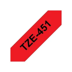 Brother TZe451 - Ruban d'étiquettes auto-adhésives - 1 rouleau (24 mm x 8 m) - fond rouge écriture noire