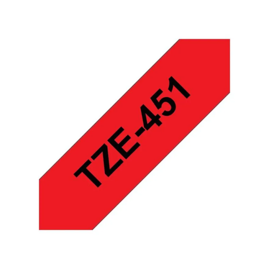 Brother TZe451 - Ruban d'étiquettes auto-adhésives - 1 rouleau (24 mm x 8 m) - fond rouge écriture noire