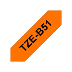 Brother TZeB51 - Ruban d'étiquettes auto-adhésives - 1 rouleau (24 mm x 8 m) - fond orange écriture noire fluorescent