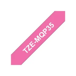 Brother TZeMQP35 - Ruban d'étiquettes auto-adhésives - 1 rouleau (12 mm x 5 m) - fond rose écriture blanche - mat
