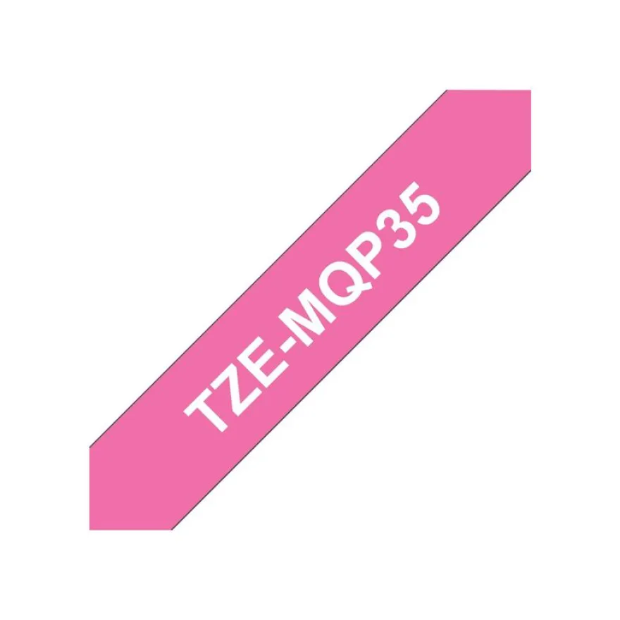 Brother TZeMQP35 - Ruban d'étiquettes auto-adhésives - 1 rouleau (12 mm x 5 m) - fond rose écriture blanche - mat