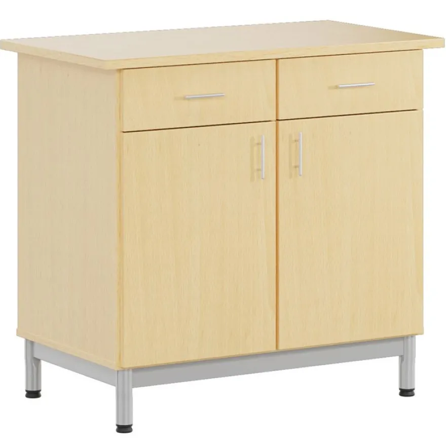 Buffet ARCUS - 2 portes - 2 tiroirs - mélaminé - piètement époxy - L98,5xP55xH90,5 cm