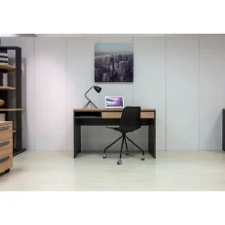 Bureau ARCADE - 126 cm - avec tiroir et niche - chêne du bocage/anthracite