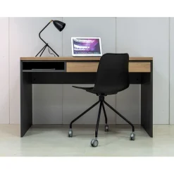 Bureau ARCADE - 126 cm - avec tiroir et niche - chêne du bocage/anthracite