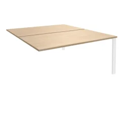 Bureau Bench IRIS - L180 cm - Plan suivant - Pieds blanc - plateau imitation Chêne clair