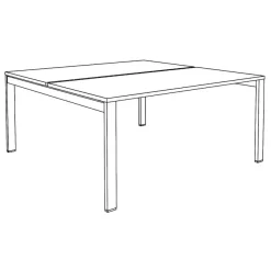 Bureau Bench IRIS - L140 cm - Plan de départ - Pieds blanc - plateau imitation Chêne clair