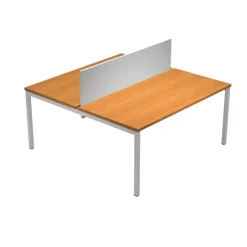 Bureau bench Trend - L140 - avec panneau de séparation - plateau imitation noyer clair