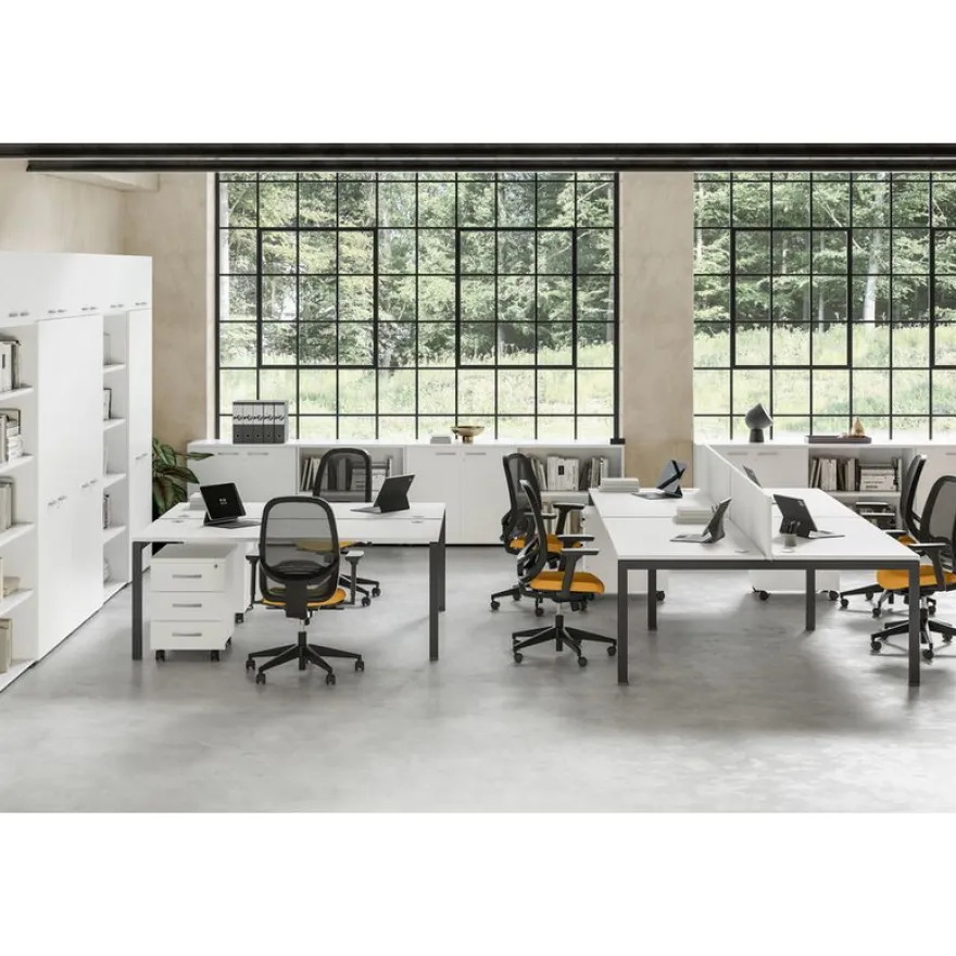 Bureau bench Trend - L180 - sans panneau de séparation - plateau imitation hêtre