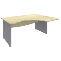 Bureau compact à droite DUAL - L180 cm - Pieds alu - plateau imitation Erable (Pieds de renfort ou caisson bout de bureau obligatoire à rajouter - non inclus)