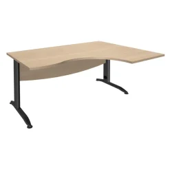 Bureau compact à droite IDRA - L180 cm - Pieds anthracite - plateau imitation Chêne clair (Pieds de renfort obligatoire à rajouter - non inclus)