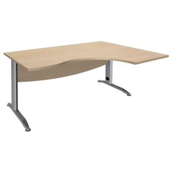 Bureau compact à droite IDRA - L160 cm - Pieds alu - plateau imitation Chêne clair (Pieds de renfort obligatoire à rajouter - non inclus)