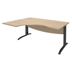 Bureau compact à gauche IDRA - L180 cm - Pieds anthracite - plateau imitation Chêne clair (Pieds de renfort obligatoire à rajouter - non inclus)
