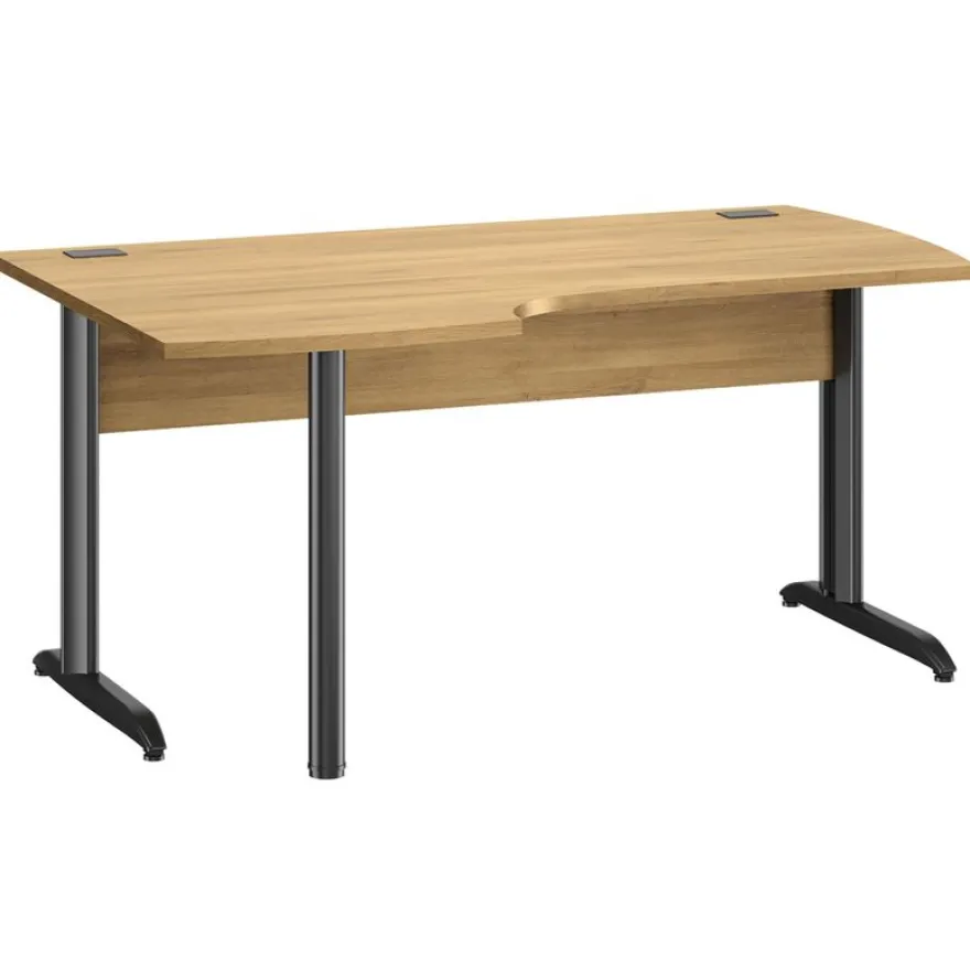 Bureau compact à gauche JAZZ+ - L160 cm - Pieds métal - chêne du bocage