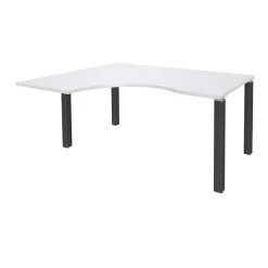 Bureau compact EXPRIM - L180 cm - Retour gauche - Plateau Blanc perle - Pieds carbone (Pieds de renfort obligatoire à rajouter - non inclus)