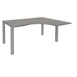 Bureau compact EXPRIM - L180 cm - Retour droite - Plateau imitation Chêne gris - Pieds alu (Pieds de renfort obligatoire à rajouter - non inclus)