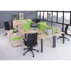 Bureau compact EXPRIM - L180 cm - Retour droite - Plateau imitation Chêne gris - Pieds alu (Pieds de renfort obligatoire à rajouter - non inclus)