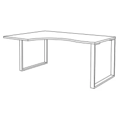 Bureau compact LOFTER - L160 cm - Retour à gauche - Plateau imitation noyer - pied blanc - (pied de renfort obligatoire à rajouter - non inclus)