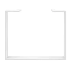 Bureau compact LOFTER - L160 cm - Retour à gauche - Plateau imitation noyer - pied blanc - (pied de renfort obligatoire à rajouter - non inclus)