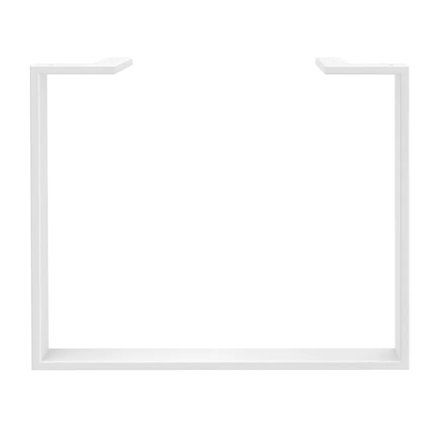 Bureau compact LOFTER - L160 cm - Retour à gauche - Plateau imitation noyer - pied blanc - (pied de renfort obligatoire à rajouter - non inclus)