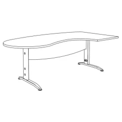 Bureau compact manager retour à droite IDRA - L200 cm - pieds alu - noyer (pied de renfort obligatoire à rajouter - non inclus)