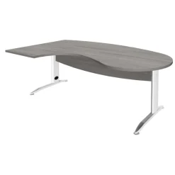 Bureau compact manager retour à gauche IDRA - L200 cm - pieds blanc - Chêne gris (pied de renfort obligatoire à rajouter - non inclus)