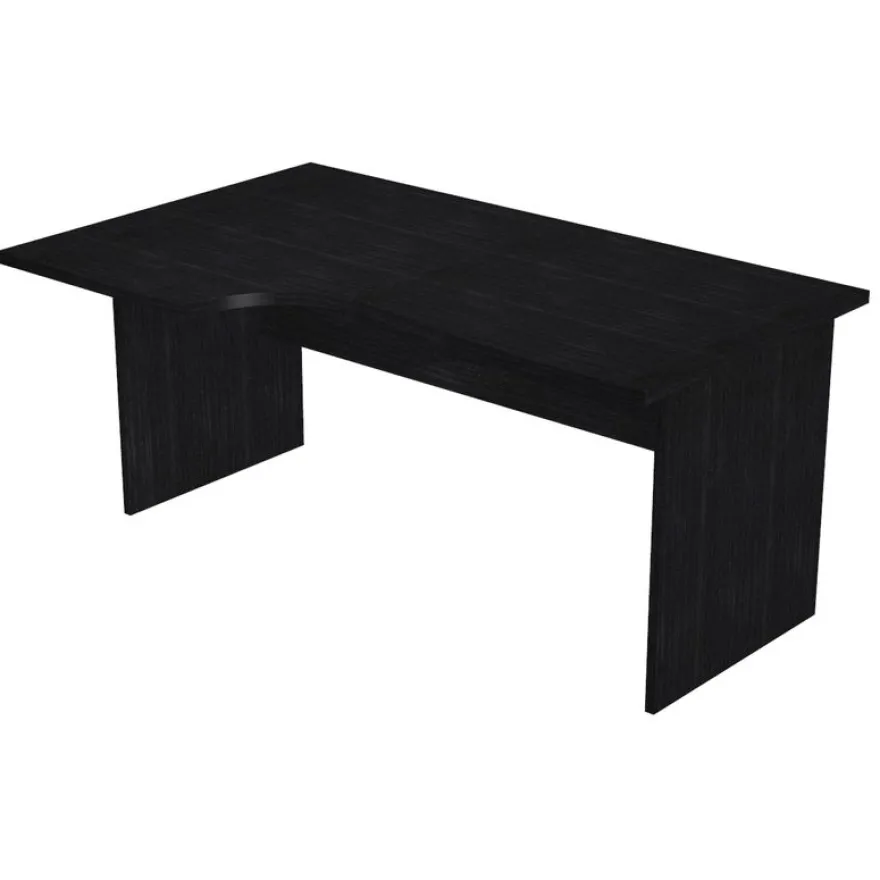 Bureau compact Trend - L160 cm - retour à gauche - pieds panneaux - plateau imitation frêne noir