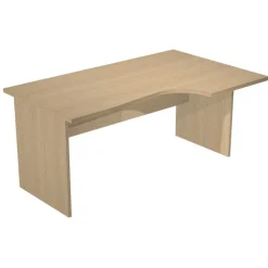 Bureau compact Trend - L160 cm - retour à droite - pieds panneaux - plateau imitation chêne (pied de renfort obligatoire à rajouter - non inclus)