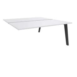 Bureau double STEELY - L120 cm - Elément suivant - Pieds carbone - plateau Blanc perle