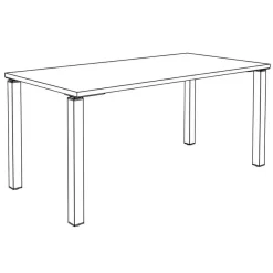 Bureau droit EXPRIM - L160 cm - Plateau imitation Chêne clair - Pieds alu