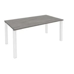 Bureau droit EXPRIM - L160 cm - Plateau imitation Chêne gris - Pieds blanc