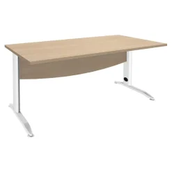 Bureau droit IDRA - L160 cm - Pieds blanc - plateau imitation Chêne clair