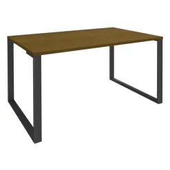 Bureau droit LOFTER - L120 cm - Plateau imitation noyer - pied Carbone