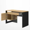 Bureau droit RUSSEL - 119 cm - 1 porte - Chêne helvezia et uni noir