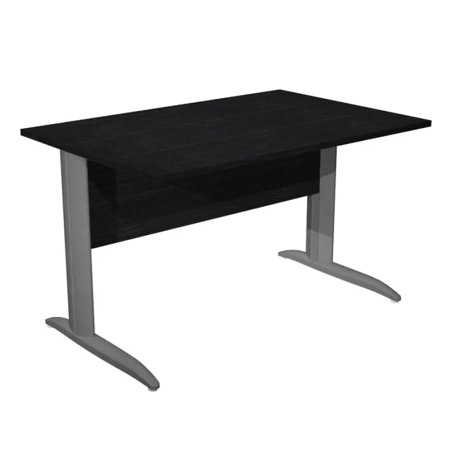 Bureau droit Trend - L160 - Pieds métals - plateau imitation frêne noir - pied anthracite