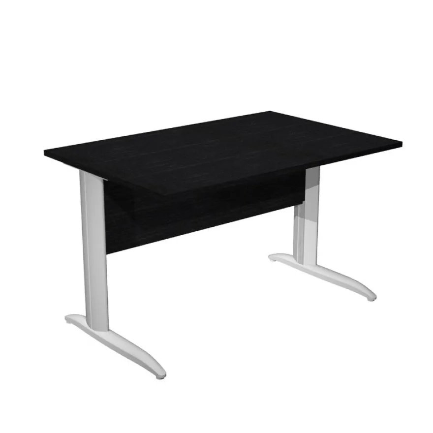 Bureau droit Trend - L160 - Pieds métals - plateau imitation frêne noir - pied alu