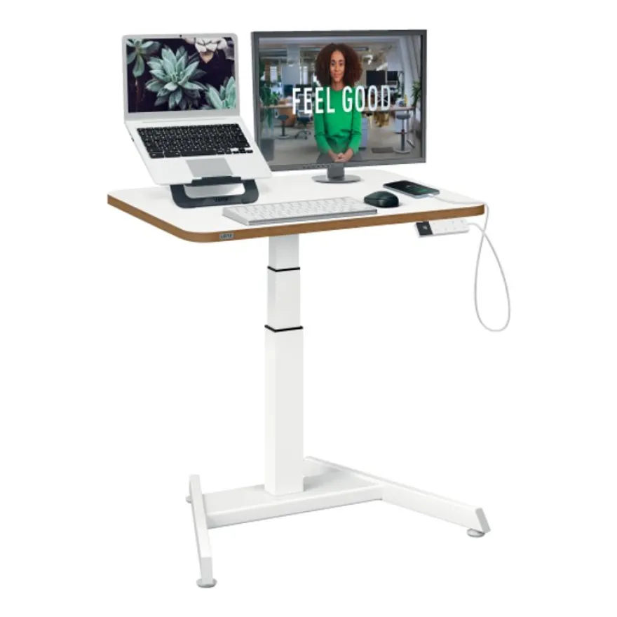 Bureau ERGO – Bureau assis-debout compact – Réglage électrique 65-130cm – Blanc