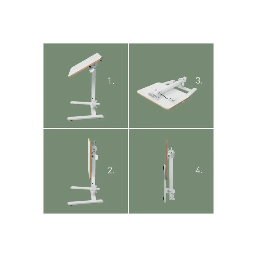 Bureau ERGO - Bureau assis-debout compact et pliable - réglable pneumatique - Blanc