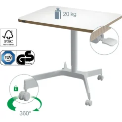 Bureau ERGO - Bureau assis-debout compact - réglable manuel 75-114cm - Blanc