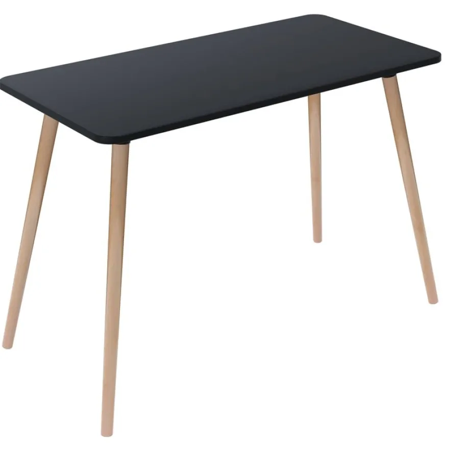 Bureau home office HOP - 114 x 60 cm - pied hêtre et plateau noir