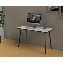 Bureau home office HOPM - 114 x 60 cm - pied noir et plateau blanc