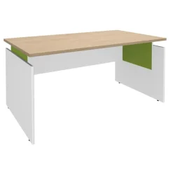 Bureau INEO JET UP Bureau Vallée - Réglable en hauteur - L160 x H74/78/82 x P80 cm - Pieds blanc - plateau imitation chêne clair - Entretoise Anis
